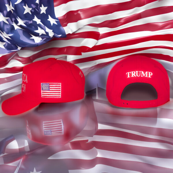 RED MAGA HAT STAND WITH TRUMPS