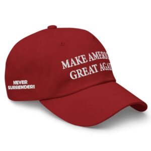 Trump 2024 Never Surrender Red MAGA Hat Caps