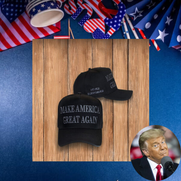 Trump Never Surrender Black MAGA Hat2